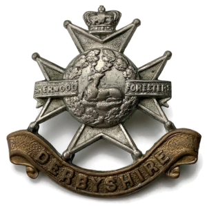 VICTORIAN Derbyshire Regiment (Sherwood Foresters) Cap Badge - Queen Victoria Crown
