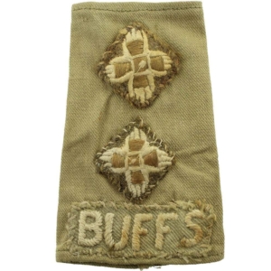 WW2 Royal East Kent (The Buffs) Regiment Officers Slip-On Epaulette Insignia Shoulder Title Rank Pip