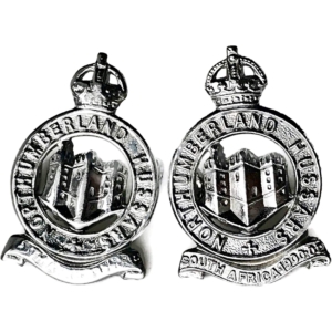 Northumberland Hussars Regiment CHROME Collar Badge PAIR