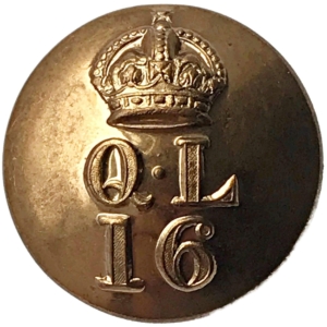 16th The Queens Lancers Regiment Tunic Button - 26mm