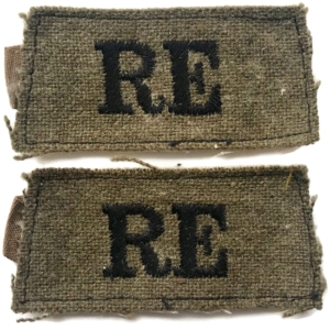 WW2 Royal Engineers Corps Cloth SLIP-ON Shoulder Title Badge Flash PAIR