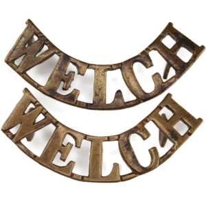 WW2 Welch (Welsh) Regiment Shoulder Title PAIR