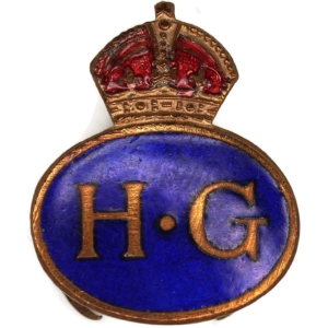 WW2 Home Guard Servicemans Enamel HG Lapel Badge