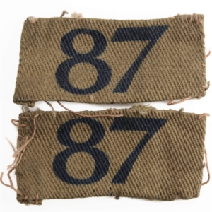 WW2 Home Guard 87th Company / Battalion Unit Cloth Shoulder Title Insignia Badge PAIR