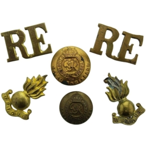 WW1 Royal Engineers Corps Collar Badges, Shoulder Titles and Buttons Set - NON MATCHING