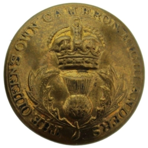 Queens Own Cameron Highlanders Regiment Scottish Tunic Button - 26mm