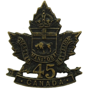 WW1 Canadian 45th Battalion (Manitoba) Canada CEF Collar Badge