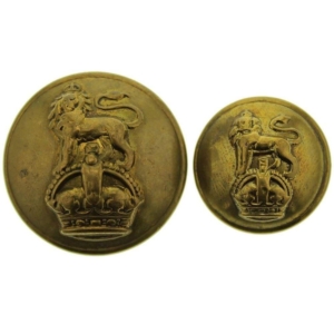 Queens Own Royal West Kent Regiment Tunic & Cuff Button PAIR - 26mm & 19mm