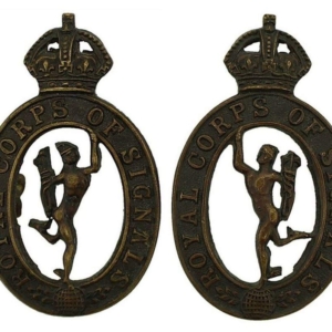 WW2 Royal Corps of Signals RCOS OFFICERS Bronze Collar Badge PAIR