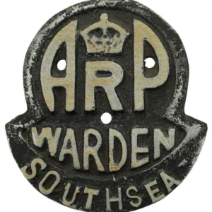 WW2 Air Raid Precautions Warden Southsea ARP Post Metal Door Plaque Sign