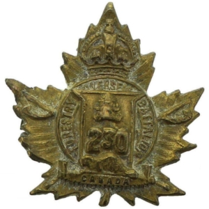 WW1 Canadian 230th Battalion (Voltigeurs Canadiens-FranÃ§ais) Canada CEF Collar Badge