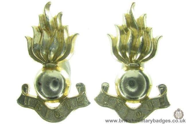 F1C/03 - Royal Engineers Corps Staybrite Collar Badge Pair