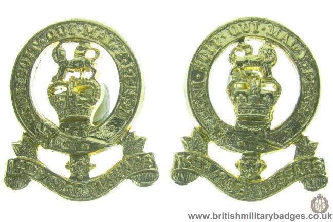 F1C/12  14th / 20th Hussars Regiment Staybrite Collar Badge Pair