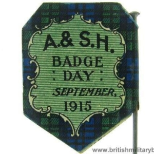K1D/10 - WW1 Argyll & Sutherland Highlanders 1915 Flag Day Badge