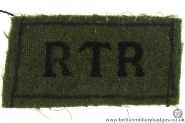 E1B/13 WW2 Royal Tank Regiment RTR Cloth Slip-On Shoulder Title ...
