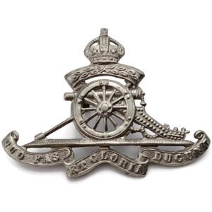 EDWARDIAN Royal Artillery White Metal Territorial VOLUNTEERS Battalion Cap Badge
