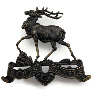 Hertfordshire Cadets Blackened Brass Herts Combined Cadet Force CCF Cap Badge