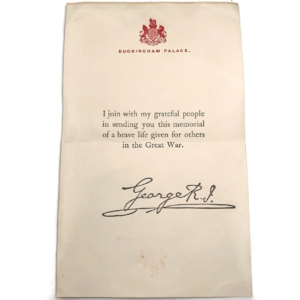 WW1 Death Penny / Memorial Plaque Buckingham Palace Letter Insert Slip