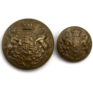 VICTORIAN General Service Corps Large + Small Tunic Buttons QVC - 24mm + 17mm