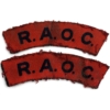 WW2 Royal Army Ordnance Corps PRINTED Cloth RAOC Shoulder Title Badge Flash PAIR