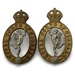 WW2 Royal Corps of Signals RCOS Collar Badge PAIR