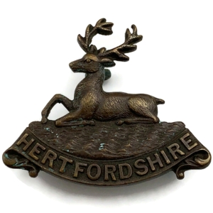 WW1 Hertfordshire Regiment OFFICERS Bronze Collar Badge