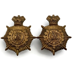 Victorian Army Service Corps ASC Collar Badge PAIR - Queen Victoria Crown