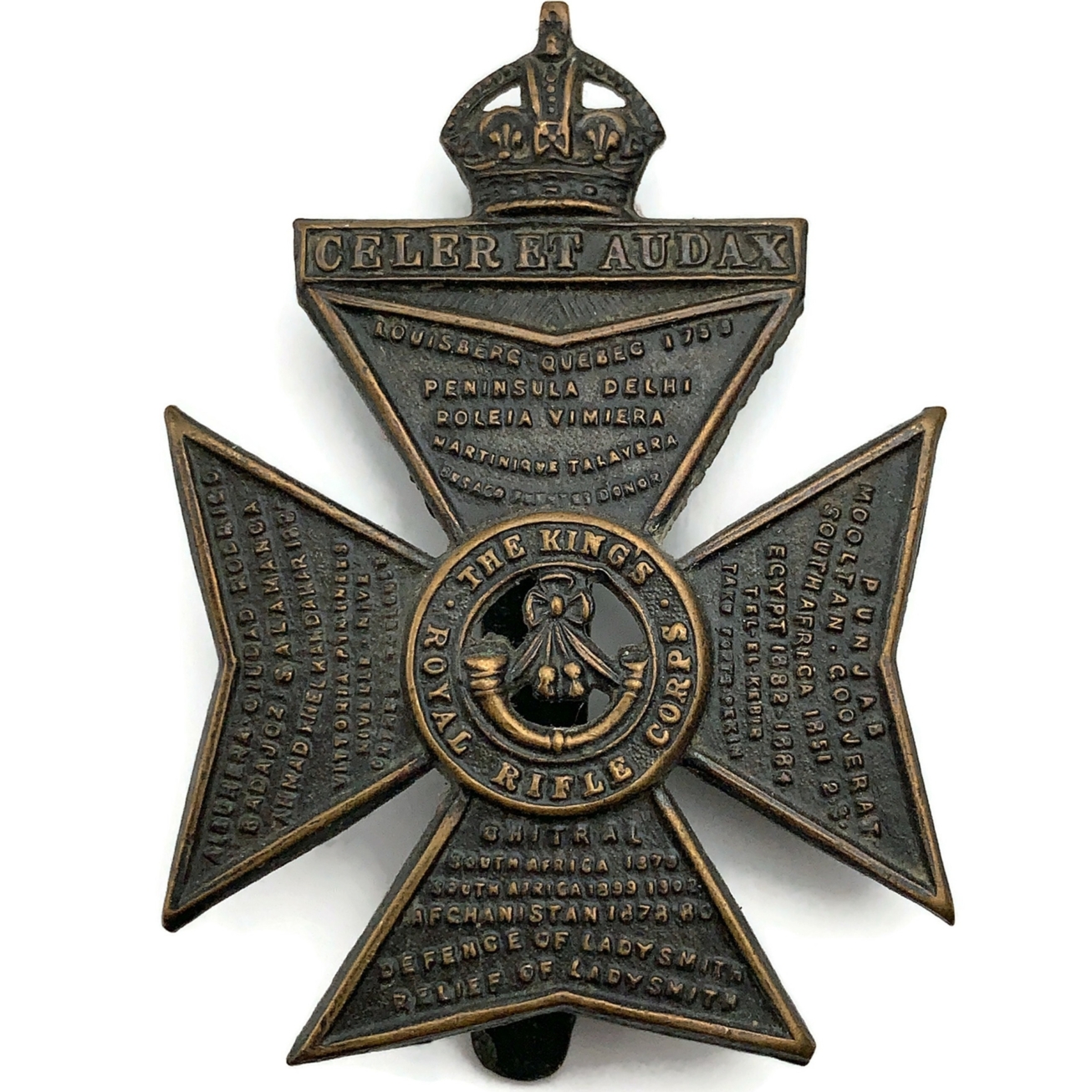 Kings Rifol WW1 Kings Royal Rifle Corps KRRC Regiment (King's) Cap Badge - British ...