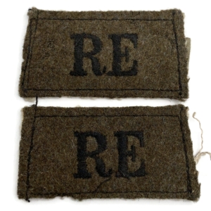 WW2 Royal Engineers Corps Cloth SLIP-ON Shoulder Title Badge Flash PAIR