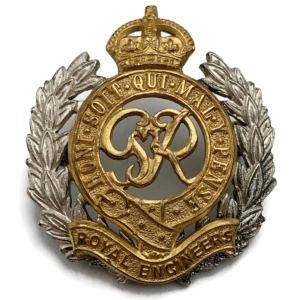 WW2 Royal Engineers Corps Officers BI-METAL Gilt Cap Badge - J.R.GAUNT LONDON