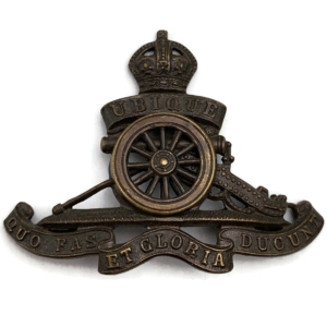 WW1 Royal Artillery Regiment OFFICERS Bronze Cap Badge - J.R. GAUNT LONDON