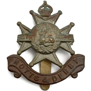 Notts and Derby (Sherwood Foresters) Regiment Cap Badge - F.N. B'HAM Makers Mark