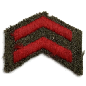 WW2 British 2x Red Overseas Service Year Stripes Chevrons Cloth Badge Patch