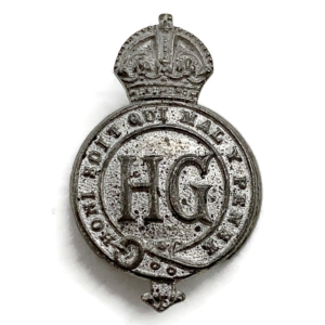 WW2 Home Guard Servicemans HG WHITE METAL Lapel Badge