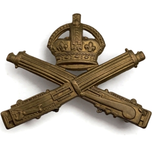 WW1 Machine Gun Corps MGC Cap Badge - J.R. GAUNT LONDON Makers Tab - Lugs Version