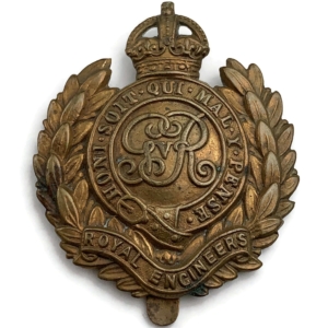 WW1 1916 ECONOMY ISSUE Royal Engineers Corps NON-VOIDED Cap Badge