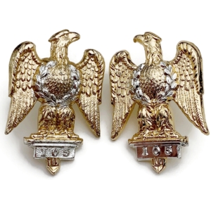 The Royal Dragoons Regiment Staybrite Anodised Collar Badge PAIR - Staybright