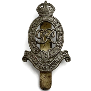 WW2 Royal Horse Artillery Regiment Cap Badge FIRMIN LONDON Makers Mark - SLIDER VERSION