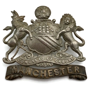 VICTORIAN / EDWARDIAN Manchester Regiment Cap Badge - LUGS VERSION