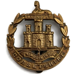 WW1 ECONOMY ISSUE Dorset Regiment Dorsetshire ALL BRASS Cap Badge SMITH & WRIGHT