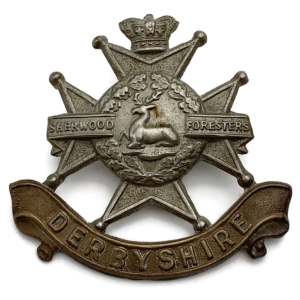 VICTORIAN Derbyshire Regiment (Sherwood Foresters) Cap Badge - Queen Victoria Crown
