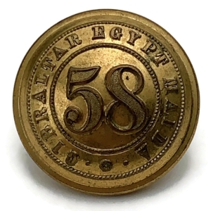 VICTORIAN 58th Regiment of Foot Rutlandshire 1855-81 OFFICERS GILT Tunic Button