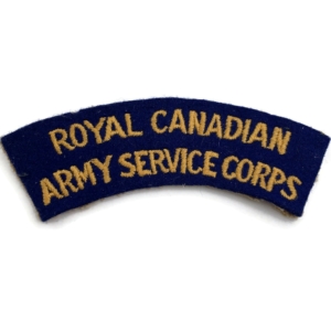 WW2 Royal Canadian Army Service Corps RCASC Cloth Shoulder Title Badge Flash