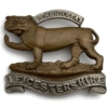 VICTORIAN / EDWARDIAN Leicestershire Regiment Cap Badge - BLACK LUGS VERSION