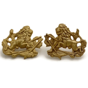 British South Africa Police BSAP Rhodesian Anodised Staybrite Collar Badge PAIR