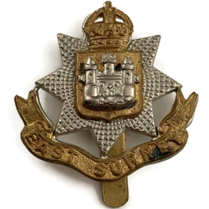 WW2 East Surrey Regiment Small BERET SIZE Cap Badge - BUTTONS LTD B'HAM