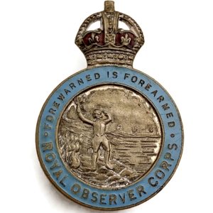 WW2 Royal Observer Corps ROC Lapel Badge - CROWN VERSION