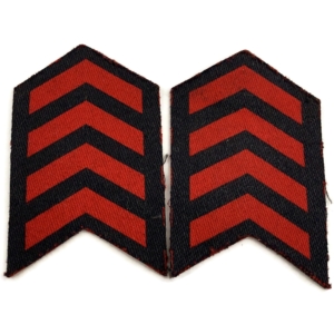 WW2 British 4x Red Overseas Service Year Stripes PRINTED Cloth Chevrons Badge Patch PAIR