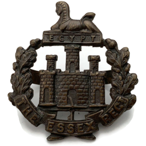 WW1 Essex Regiment BRONZE Officers Cap Badge - LUDLOW LONDON Makers Mark