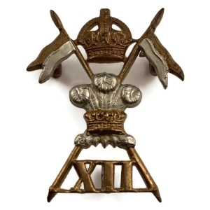 WW1 12th Royal Lancers Regiment Collar Badge